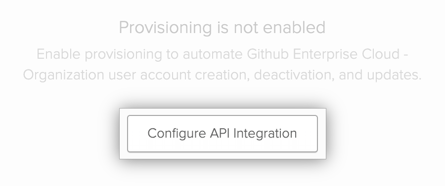 Botón "Configurar Integración de API" para la aplicación de Okta