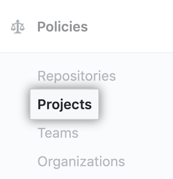 在企业帐户设置侧边栏中的 Projects(项目)选项卡