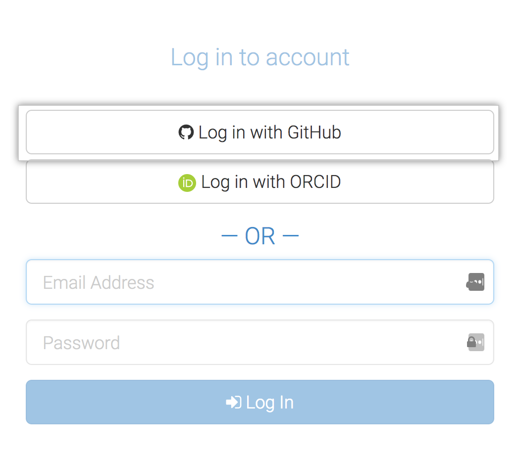 Login no Zenodo com o GitHub