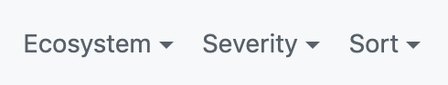 Filtros do menu suspenso