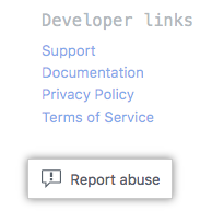 Botón para informar una app en Mercado GitHub