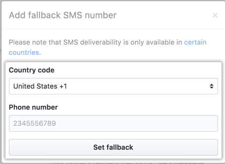 Definir número para SMS do fallback