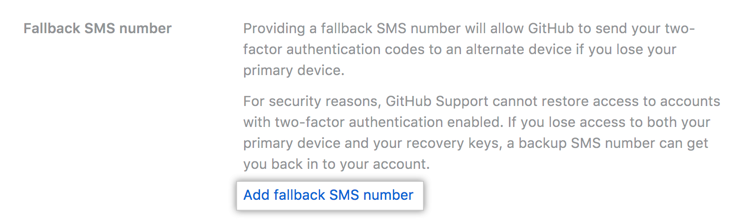 Texto Adicionar número para SMS do fallback