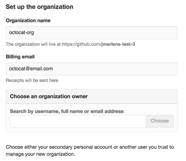 Página Add organization owner (Agregar propietario de la organización)