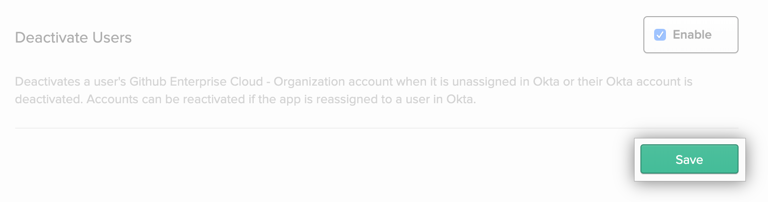 用于 Okta 应用程序配置的"Save(保存)"按钮