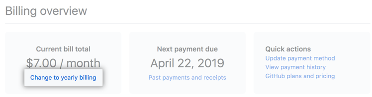 Billing overview change plan button