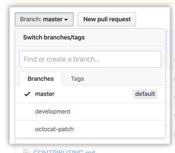 Branch drop-down menu