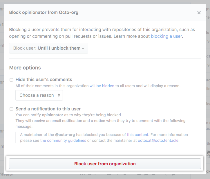 Botón Block user (Bloquear usuario)