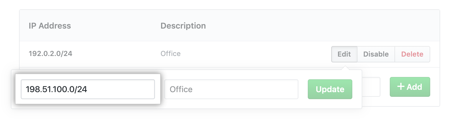 Key field to add IP address