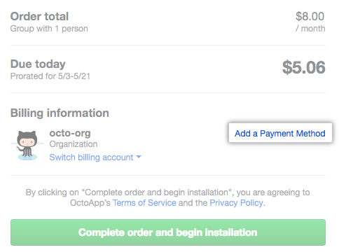 Link to add a payment method to your organization
