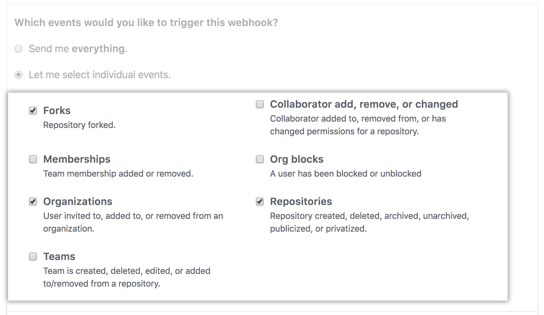 Selecting individual events