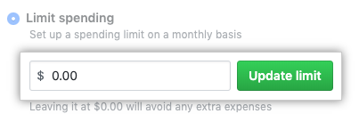 Field to type spending limit and Update limit button