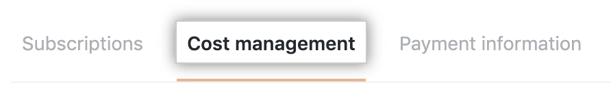 Cost management tab