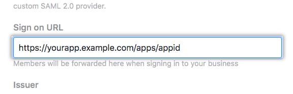 Field for the URL that members will be forwarded to when signing in