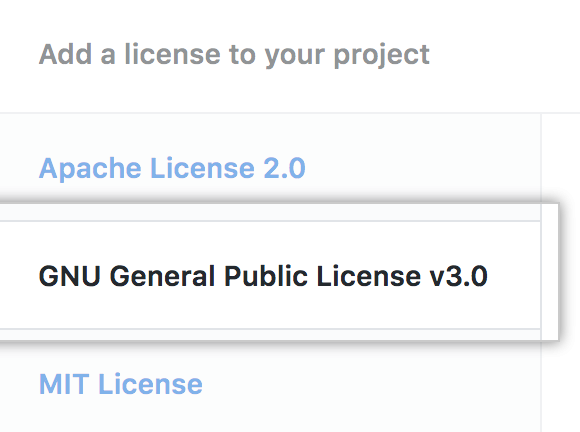 List of available licenses