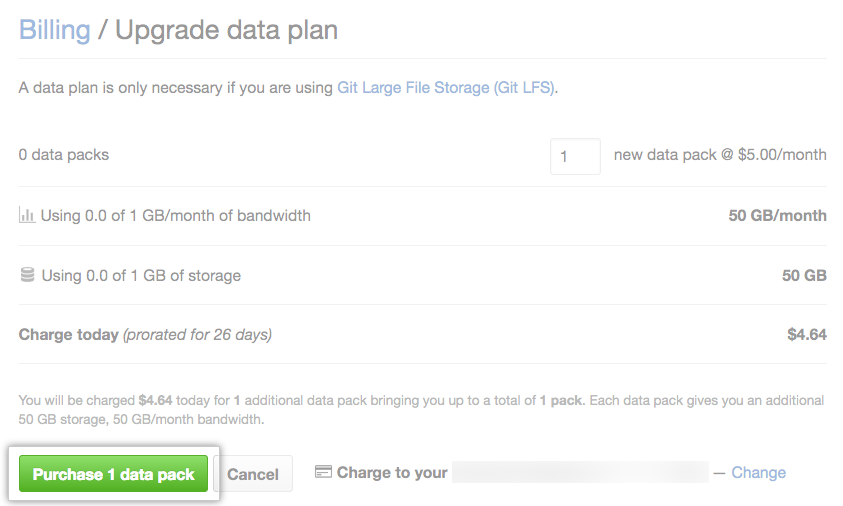 Purchase More data packs button