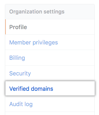 Schaltfläche „Verified domains" (Überprüfte Domänen)