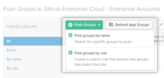 Push Groups drop-down menu