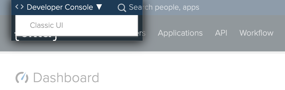 Selecting "Classic UI" from Okta UI style picker above dashboard