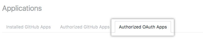 Registerkarte „Authorized OAuth Apps" (Autorisierte OAuth Apps)