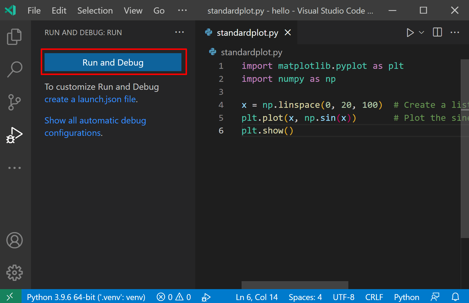 Run the debugger