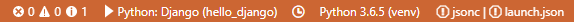 Django tutorial: appearance of the debugging status bar