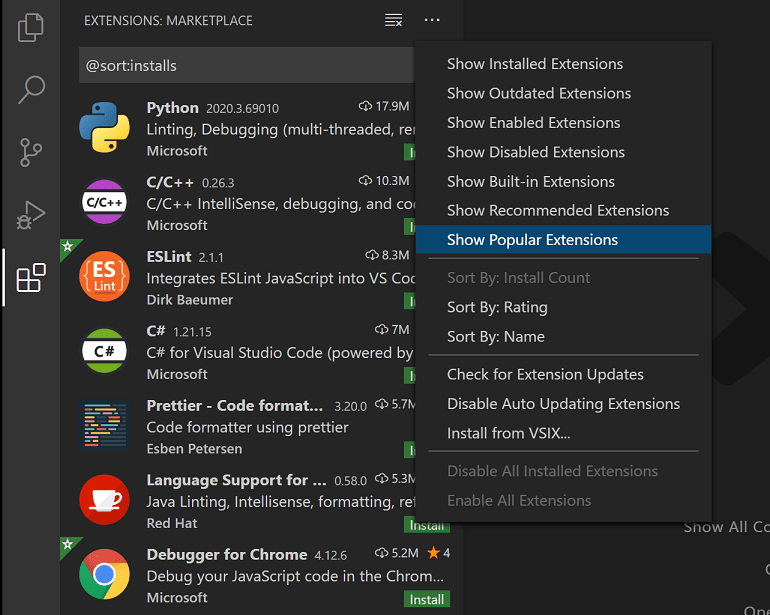 install extensions