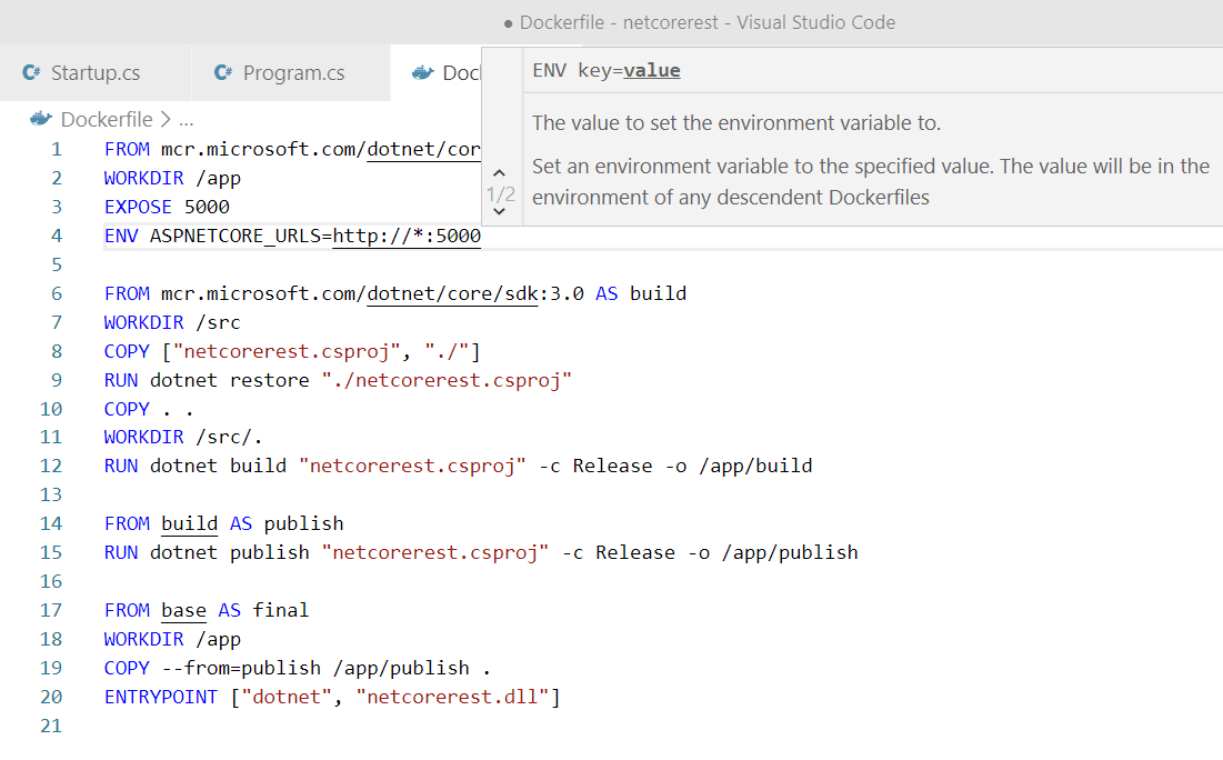 Add an environment variable to Docker image