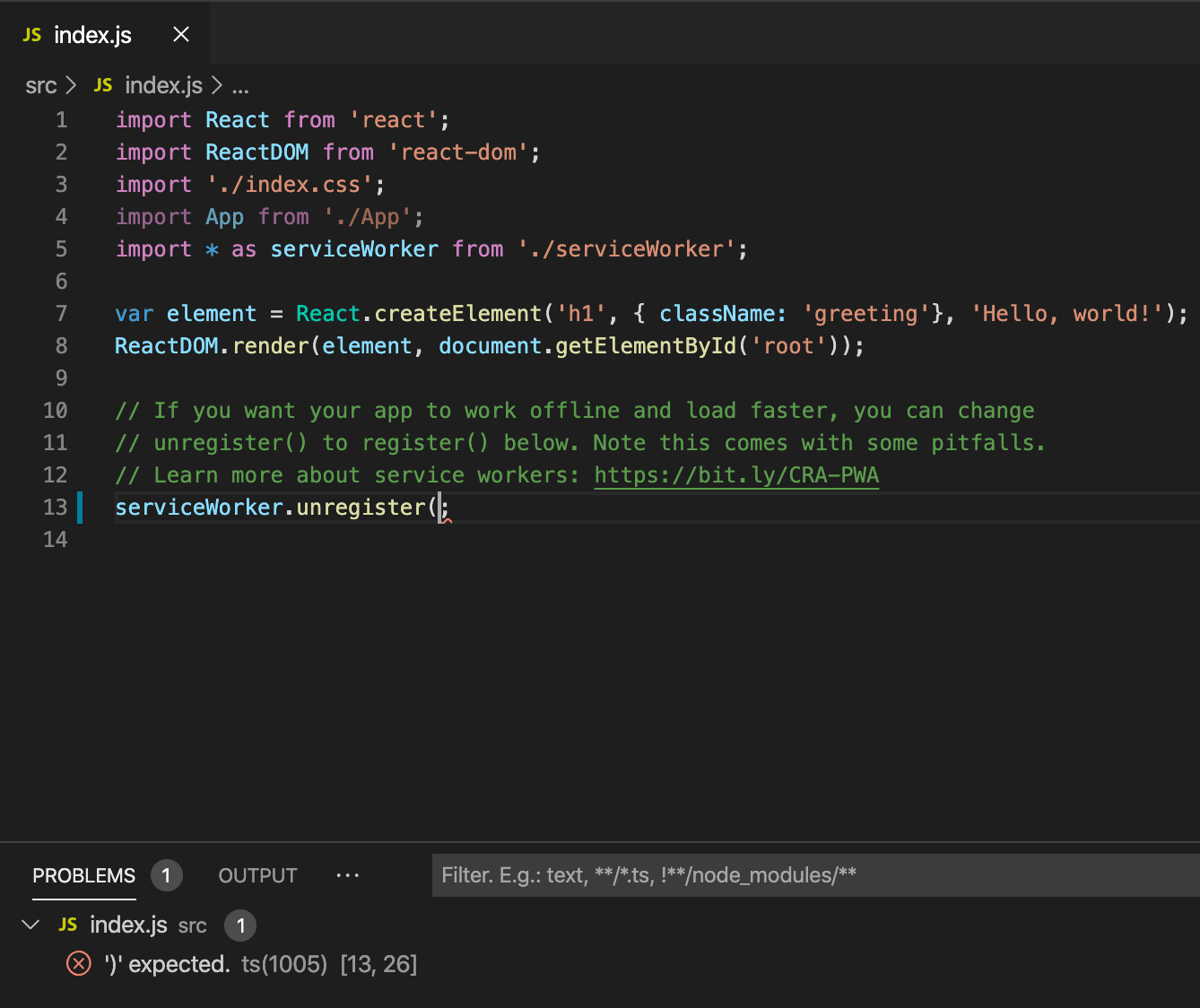 JavaScript error