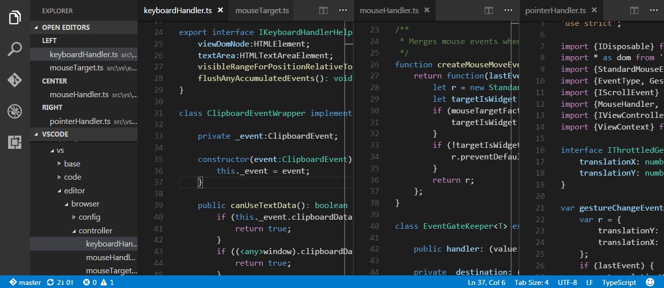 tabs editor groups