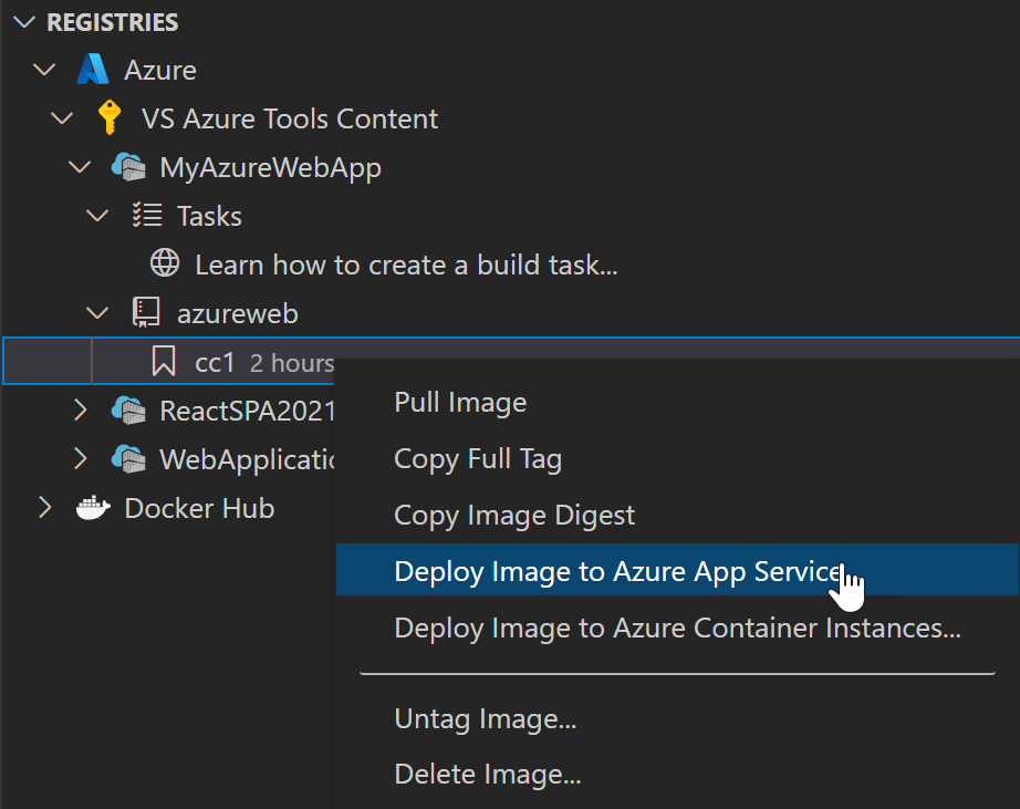 Deploy image to Azure App Service