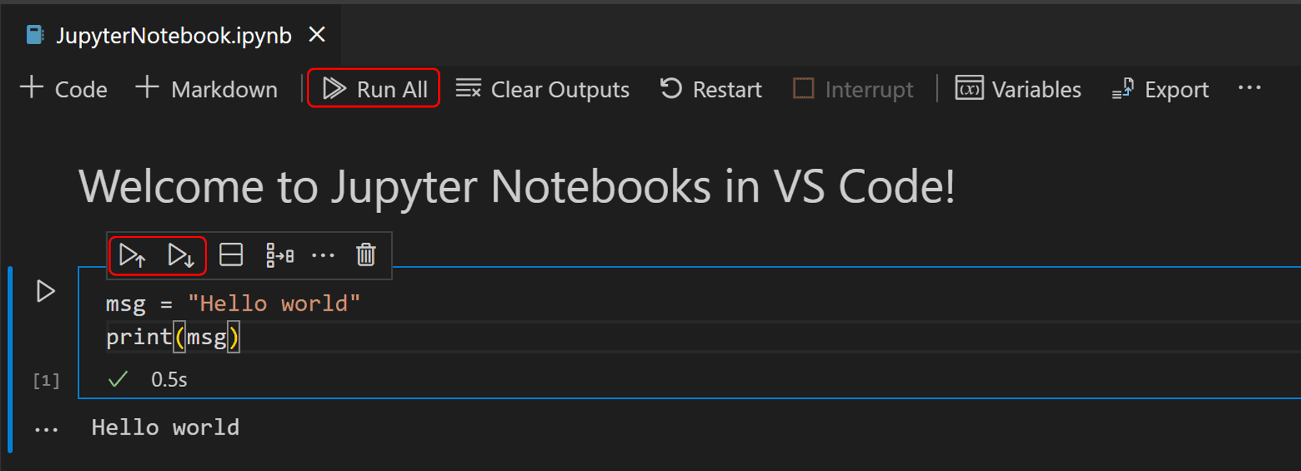 Run Jupyter code cells