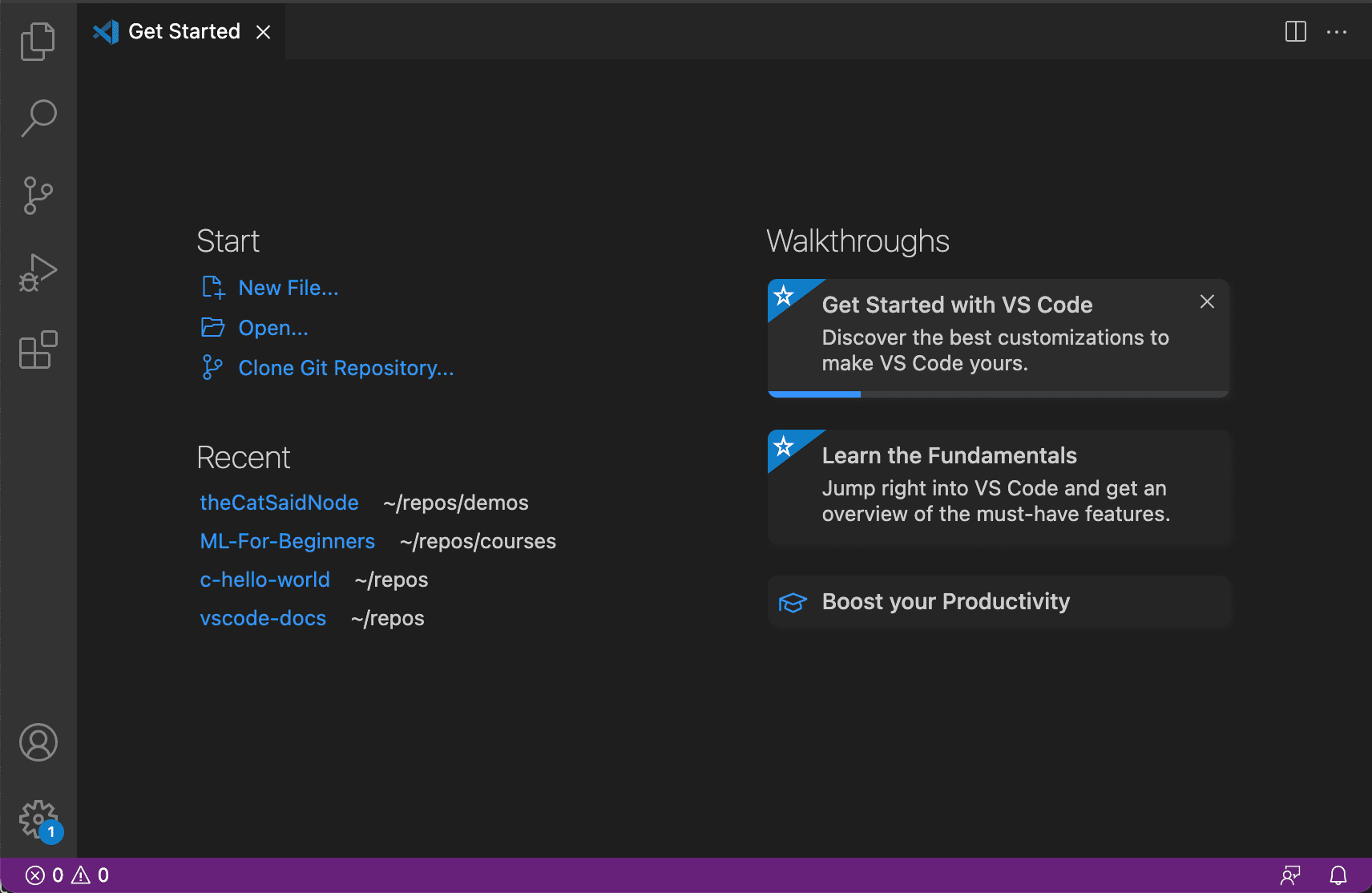 Get Started page