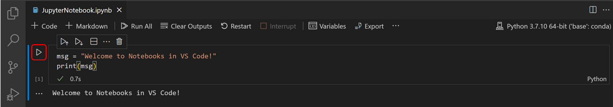 Run Jupyter code cell