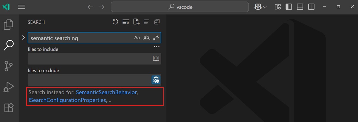 Search view showing keyword suggestions based on the search query.