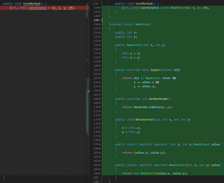 Convert tuple to example