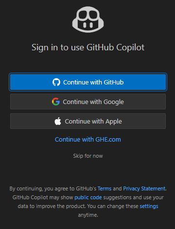 Screenshot showing the sign in dialog showing the option to use an Apple account.