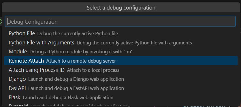 Screenshot of Python Remote Attach