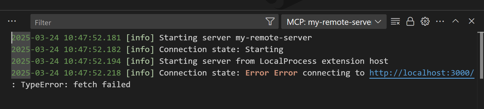 MCP Server Error Output