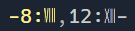 VIII and XII characters would be rescaled horizontally so as to not overlap with following characters. They feature a thinner stroke width when this happens due to the scaling